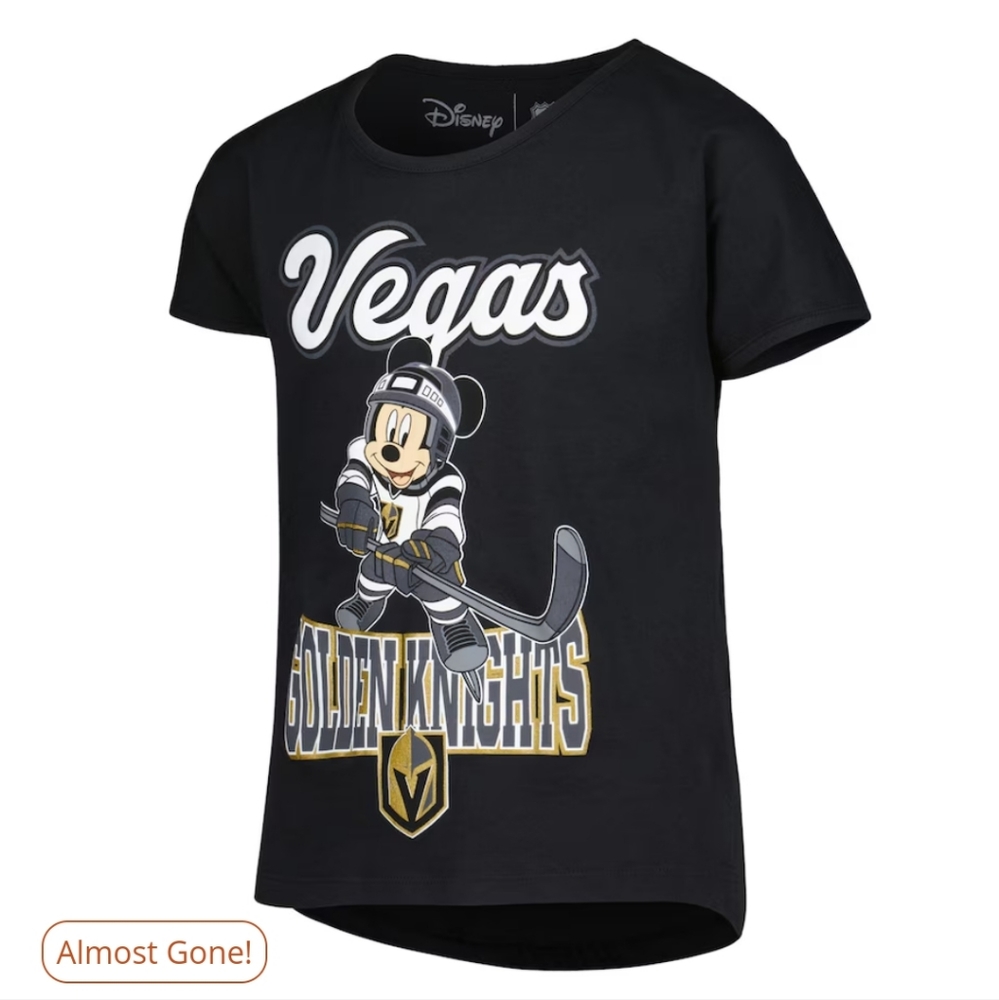 Disney Vegas Golden Knights Girls Youth Mickey Mouse Go Team Go T-Shirt sz XL